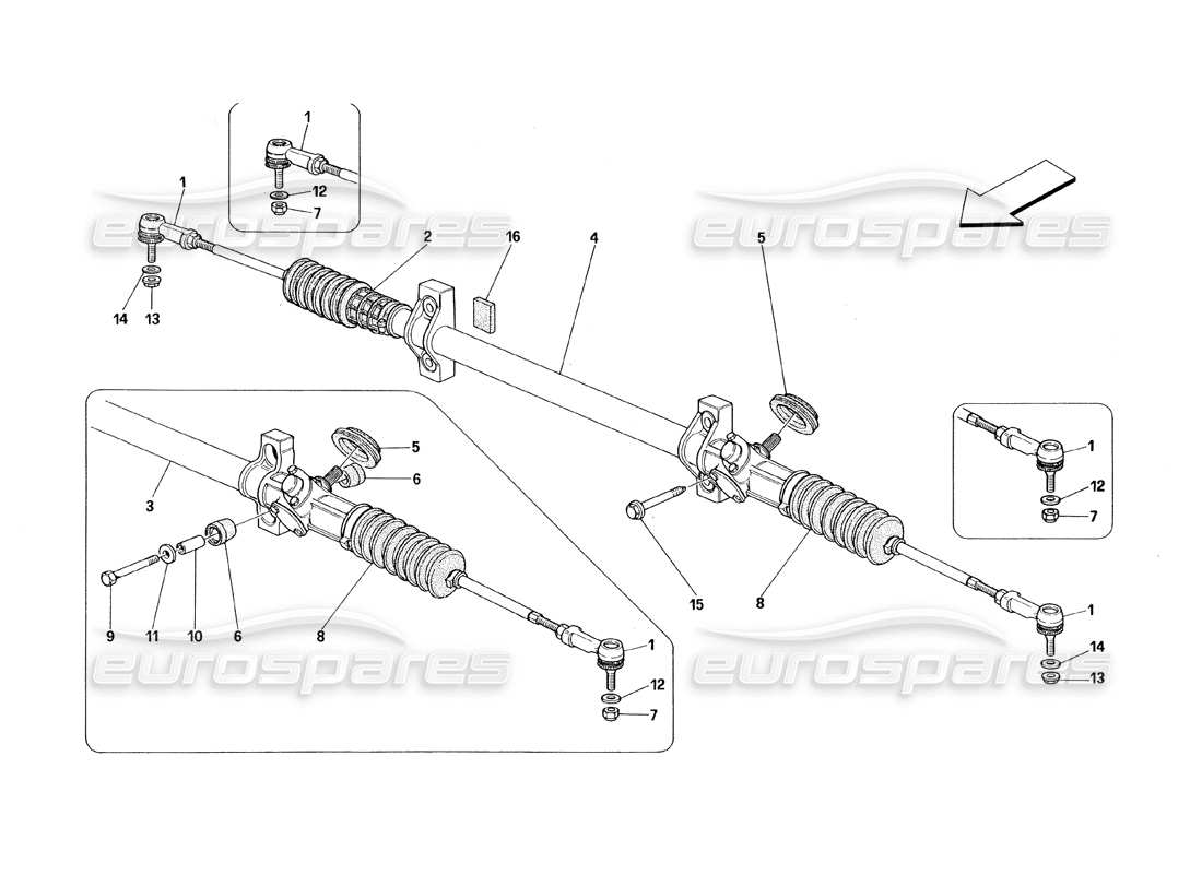 Ferrari 348 (1993) TB / TS Steering Box and Linkage Parts Diagram