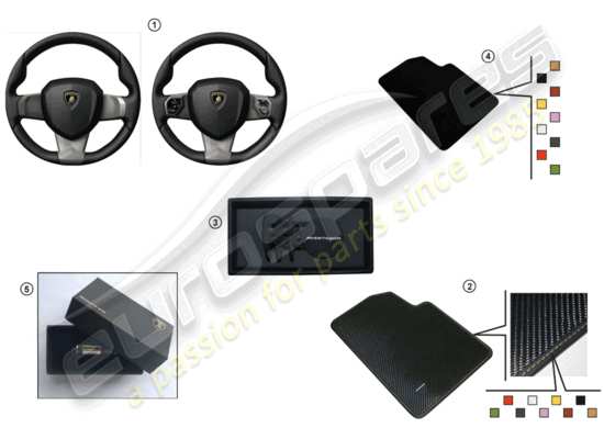 a part diagram from the Lamborghini Huracan Accessories parts catalogue