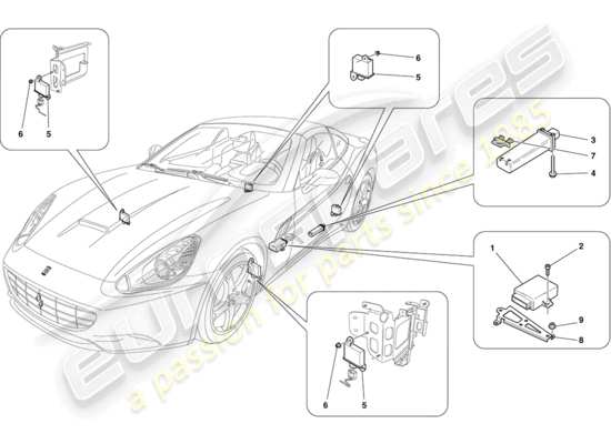 a part diagram from the Ferrari California parts catalogue