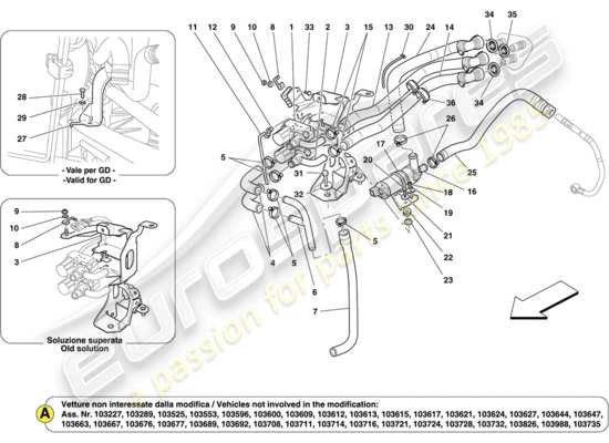 a part diagram from the Ferrari California parts catalogue