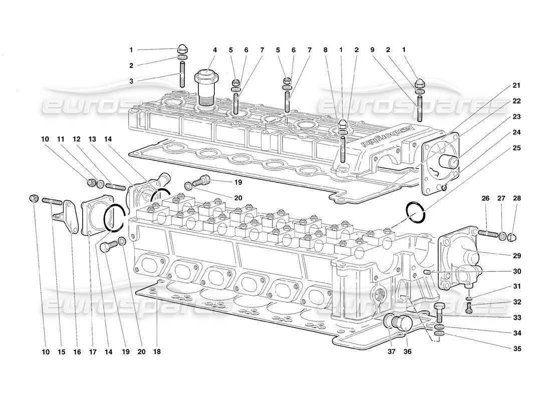 Lamborghini Diablo SV (1998) accessories for right cylinder head Parts Diagram