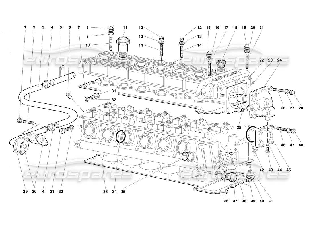 Lamborghini Diablo SV (1998) accessories for left cylinder head Parts Diagram