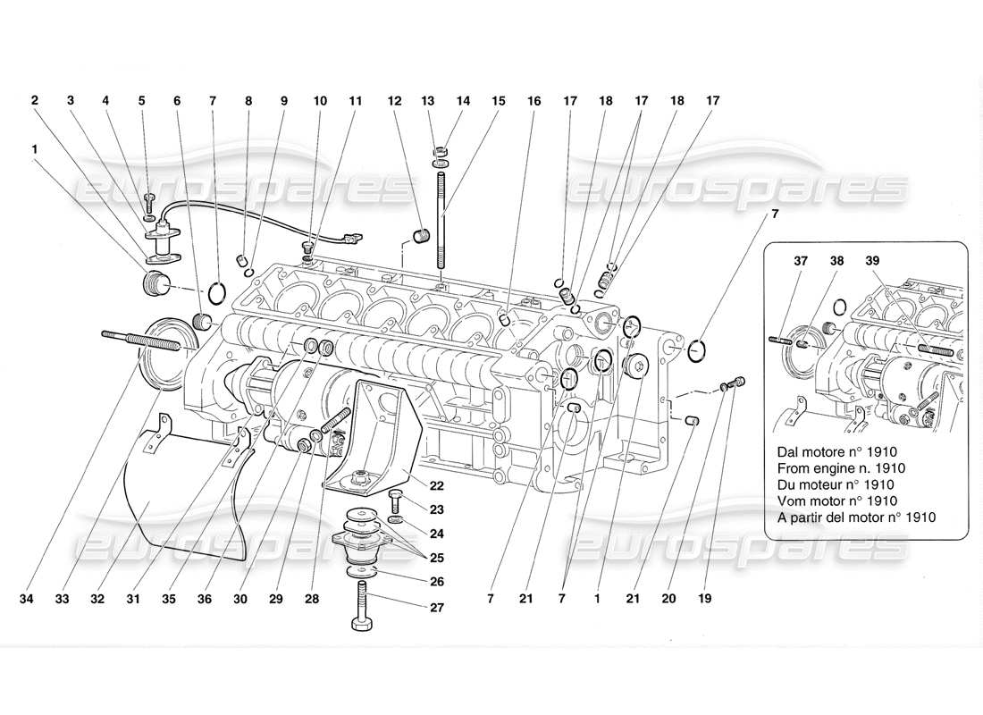 Lamborghini Diablo SV (1998) CRANKASE Parts Diagram