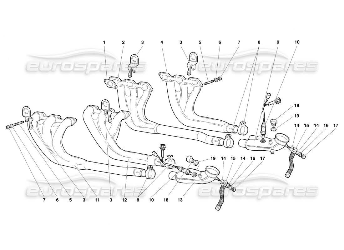 Lamborghini Diablo SV (1998) Exhaust System Parts Diagram