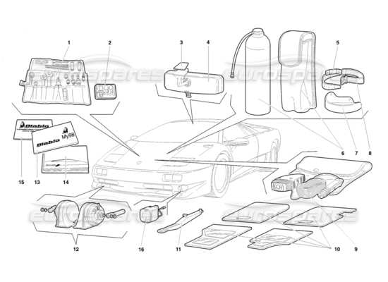 a part diagram from the Lamborghini Diablo parts catalogue