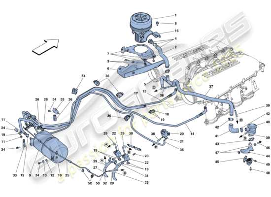 a part diagram from the Ferrari 458 parts catalogue