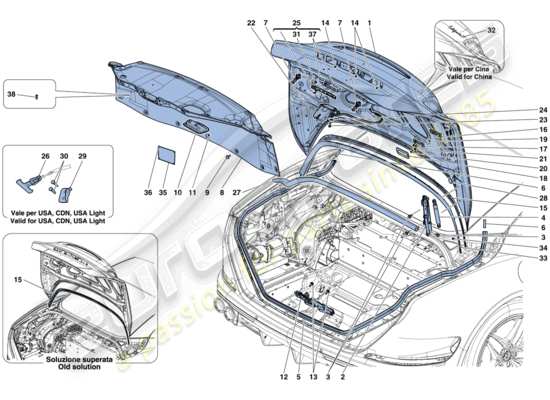 a part diagram from the Ferrari California parts catalogue