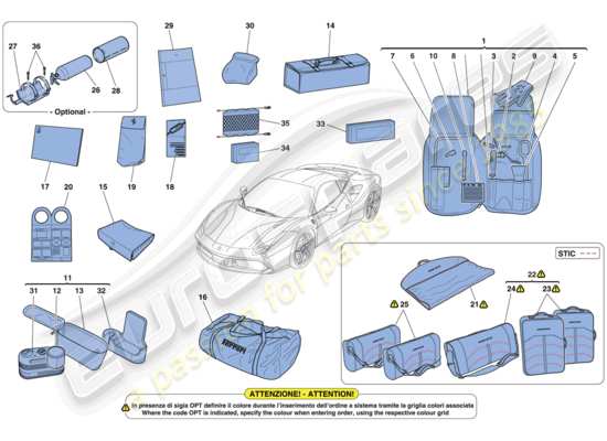 a part diagram from the Ferrari 488 parts catalogue