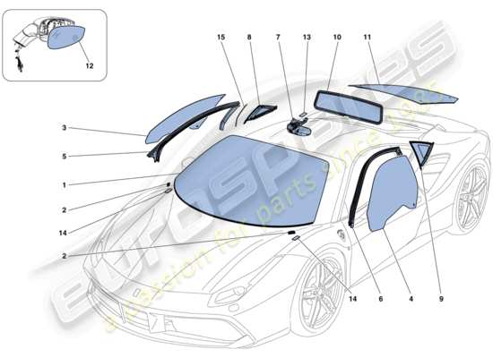 a part diagram from the Ferrari 488 parts catalogue