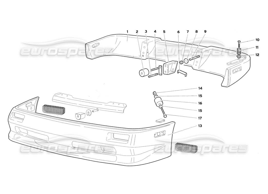 Lamborghini Diablo SV (1999) Bumpers (Valid for USA and Canada - July 1999) Parts Diagram