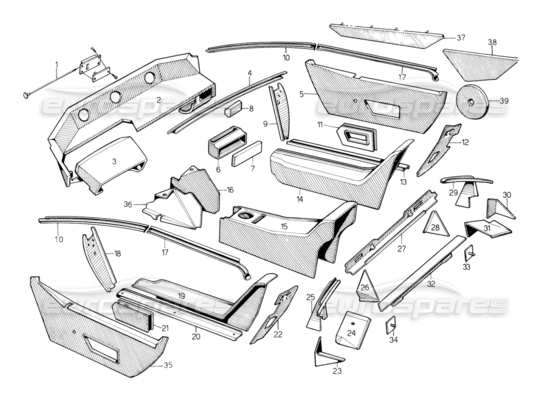 a part diagram from the Lamborghini Countach 5000 S (1984) parts catalogue