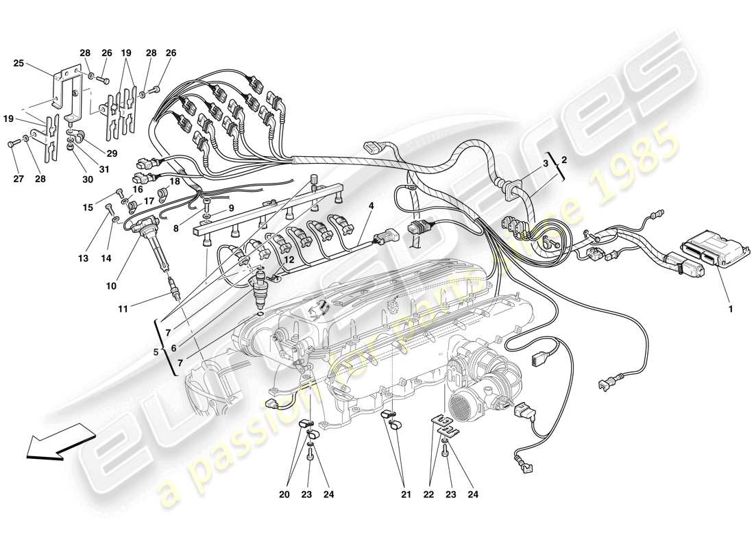 Ferrari 612 Sessanta (Europe) injection - ignition system Part Diagram