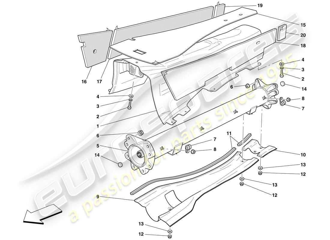 Ferrari 612 Sessanta (Europe) ENGINE/GEARBOX CONNECTOR PIPE AND INSULATION Parts Diagram