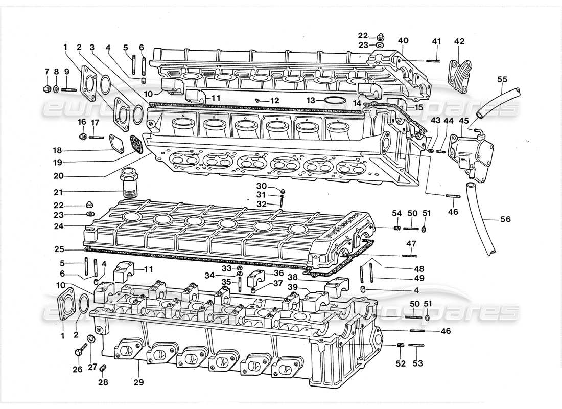 Lamborghini LM002 (1988) Cylinder Heads Parts Diagram