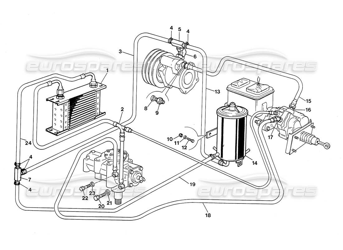 Lamborghini LM002 (1988) Steering Pump System Parts Diagram