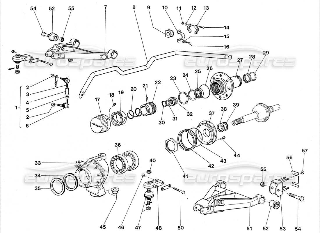 Lamborghini LM002 (1988) Stub Axle-Suspension Leavers Parts Diagram