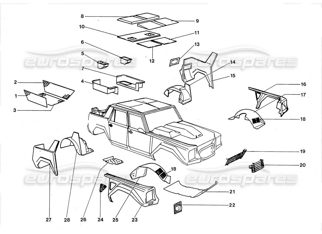 Lamborghini LM002 (1988) External Components Parts Diagram