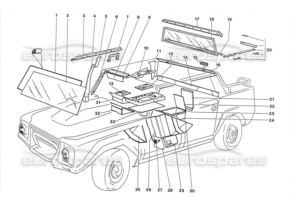 Lamborghini LM002 (1988) Internal Elements Parts Diagram