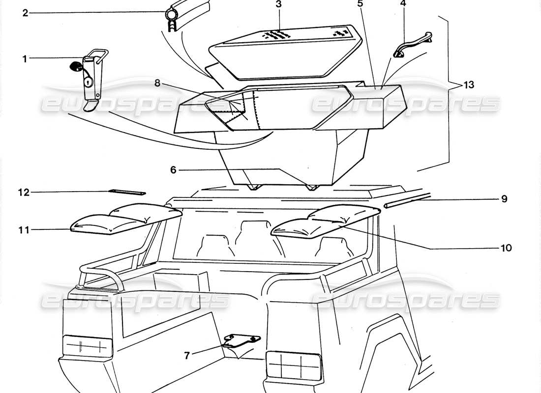 Lamborghini LM002 (1988) Rear Luggage Box Parts Diagram