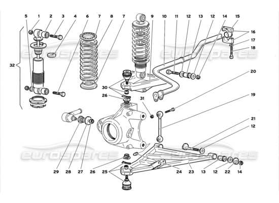 a part diagram from the Lamborghini Diablo parts catalogue