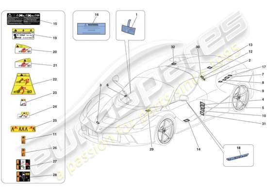 a part diagram from the Ferrari LaFerrari parts catalogue