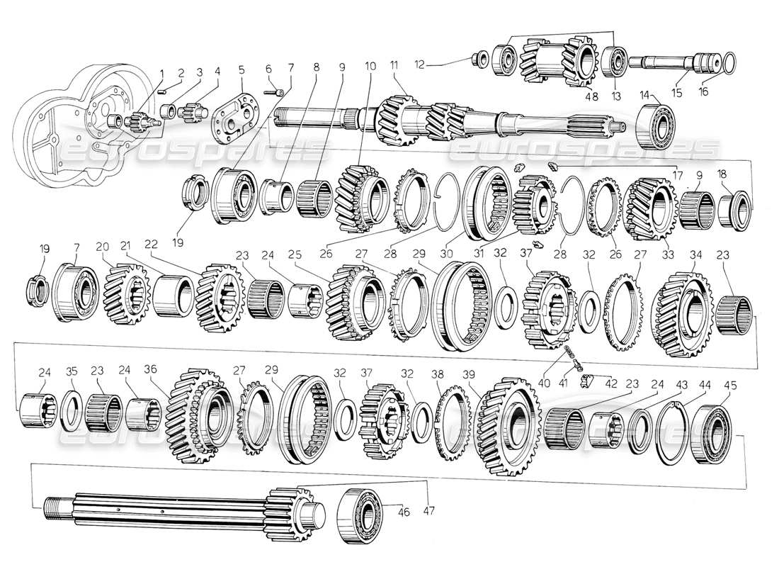 Lamborghini Jalpa 3.5 (1984) GEARBOX Parts Diagram