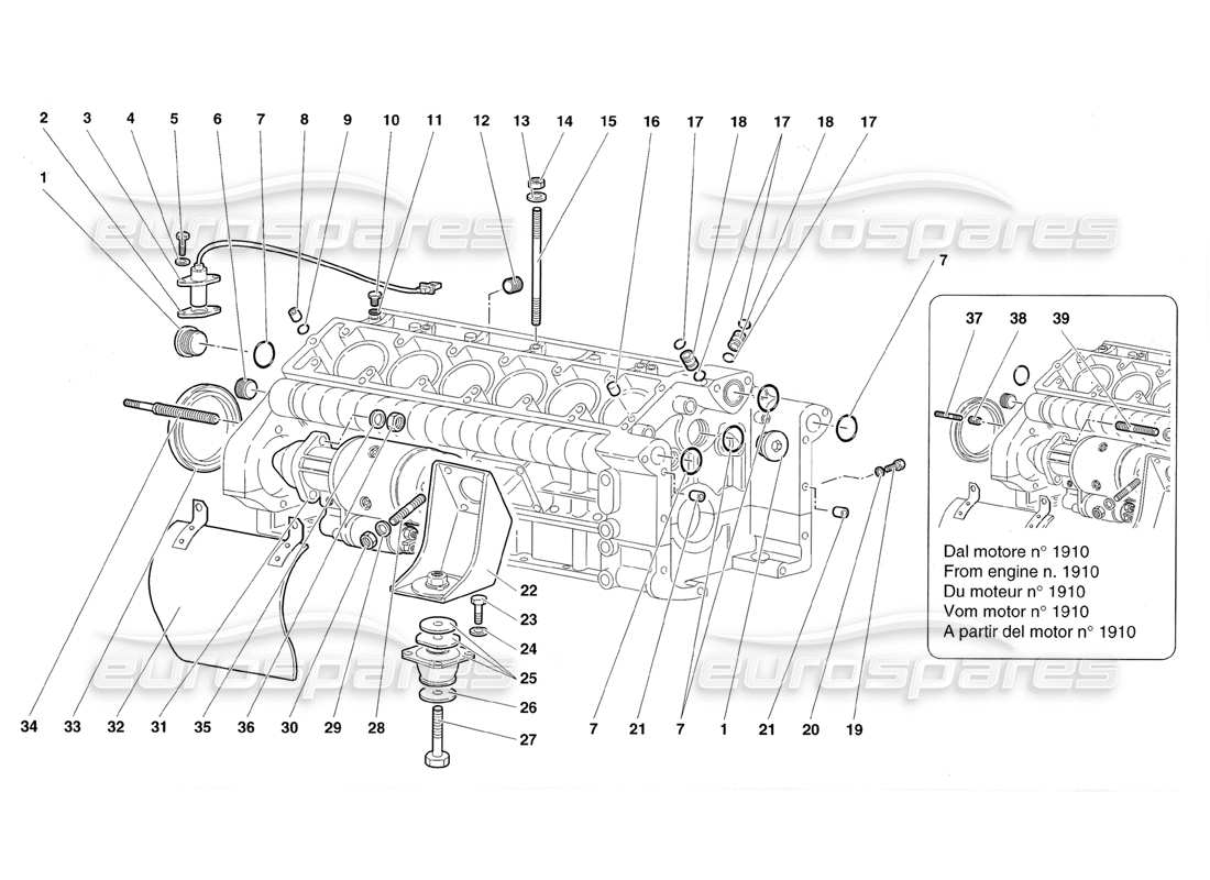 Lamborghini Diablo Roadster (1998) CRANKASE Parts Diagram