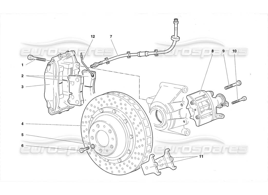 Lamborghini Diablo Roadster (1998) Rear Brakes Parts Diagram