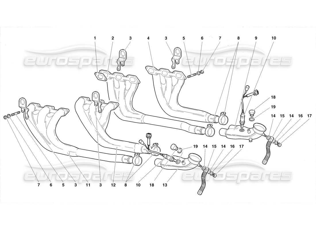 Lamborghini Diablo Roadster (1998) Exhaust System Parts Diagram