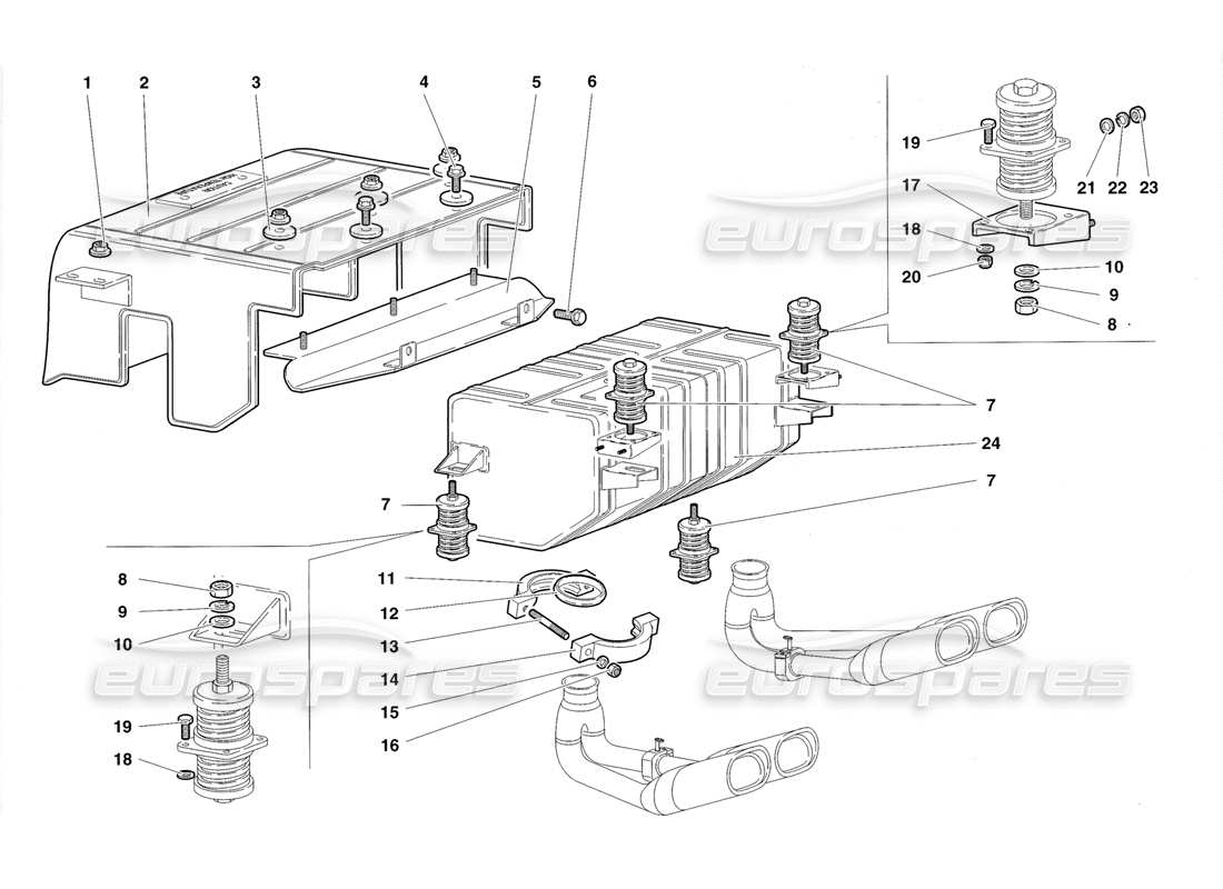 Lamborghini Diablo Roadster (1998) Exhaust System Parts Diagram