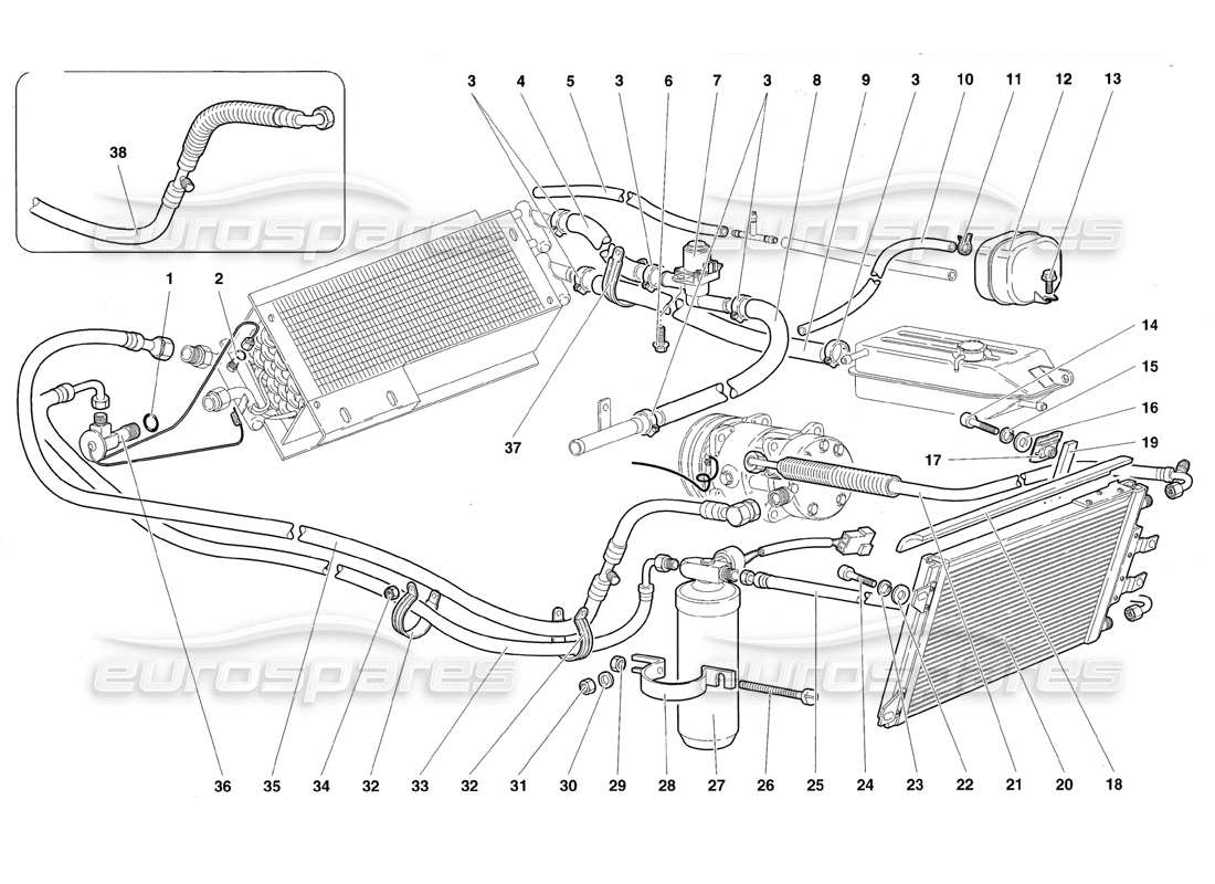 Lamborghini Diablo Roadster (1998) Climate Control Parts Diagram