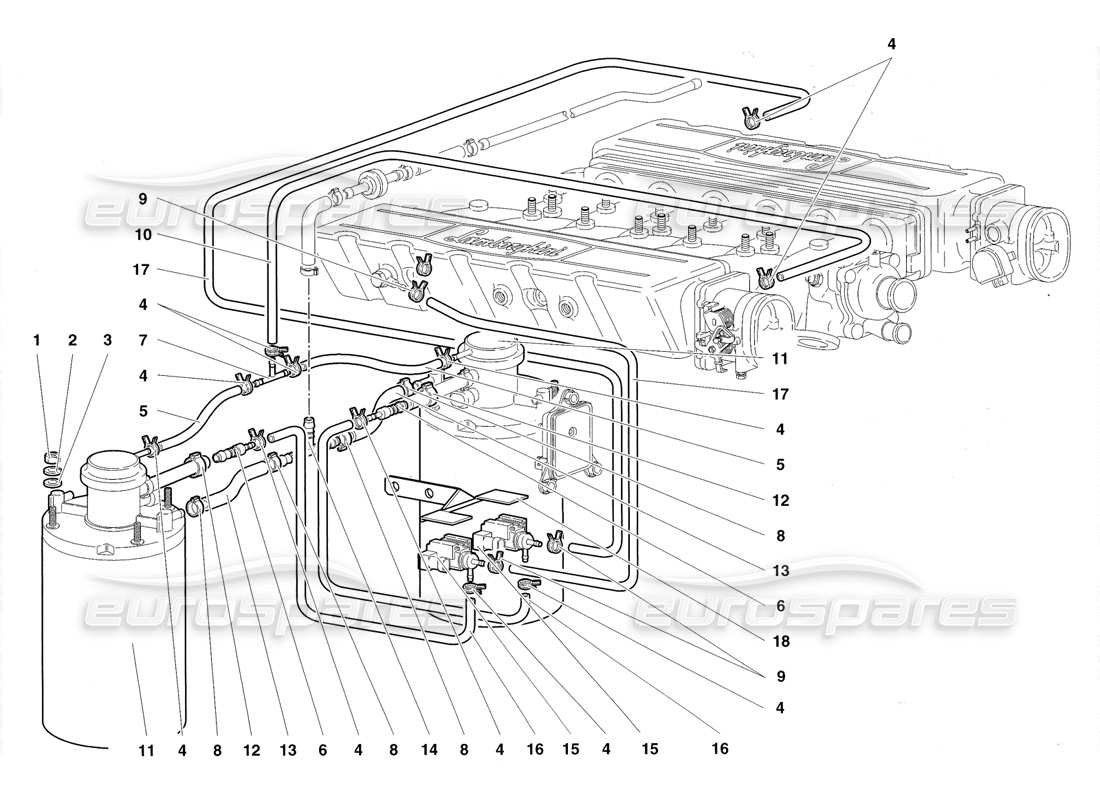 Lamborghini Diablo Roadster (1998) fuel system Parts Diagram