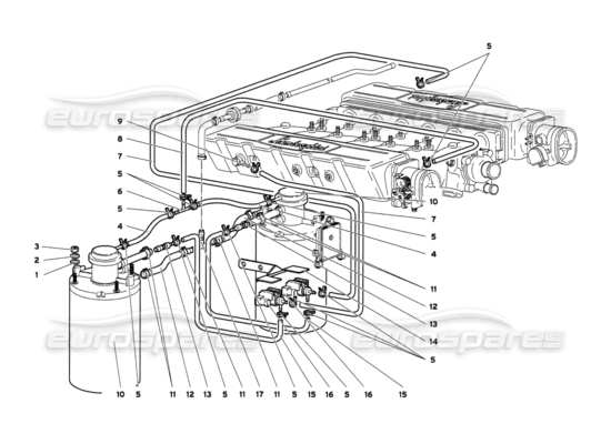 a part diagram from the Lamborghini Diablo parts catalogue