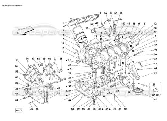 a part diagram from the Maserati 4200 parts catalogue