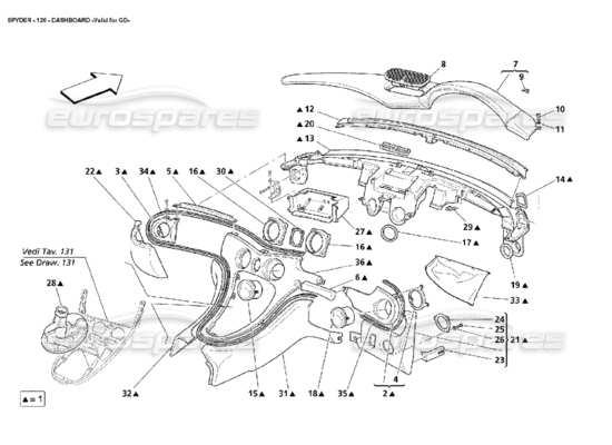 a part diagram from the Maserati 4200 parts catalogue