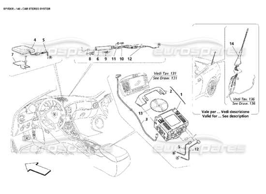 a part diagram from the Maserati 4200 parts catalogue