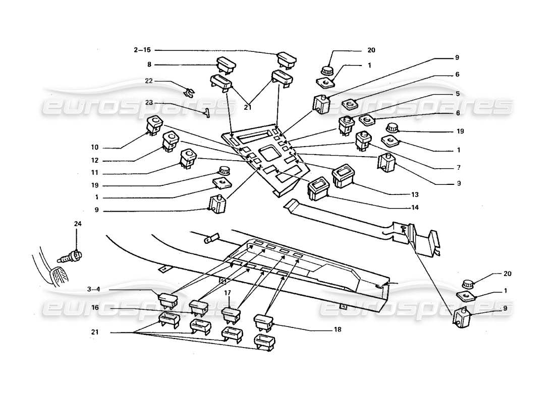 Ferrari 412 (Coachwork) Centre Console Switches Parts Diagram