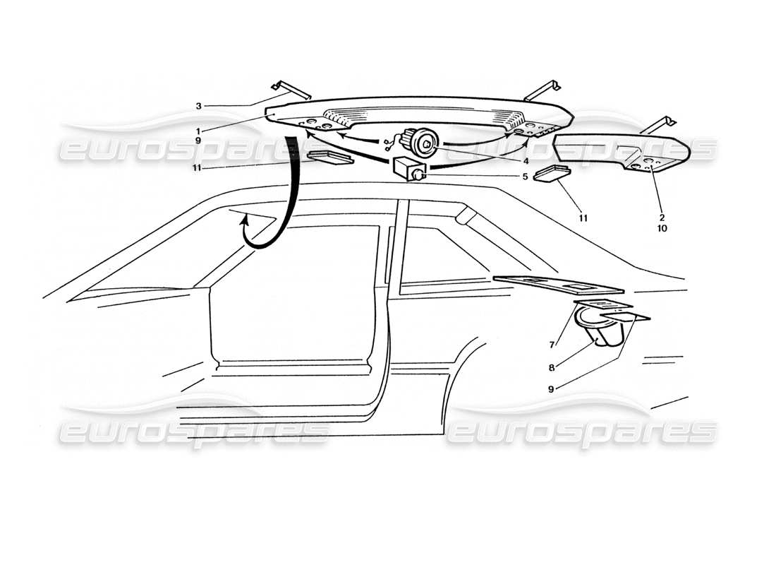 Ferrari 400 GT / 400i (Coachwork) Roof panel & Switches Parts Diagram