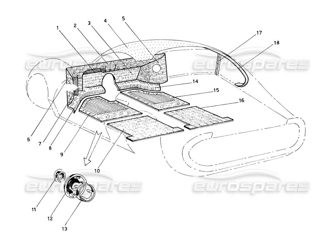 Ferrari 206 GT Dino (Coachwork) Cabin Carpets Parts Diagram