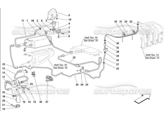 a part diagram from the Maserati 4200 parts catalogue