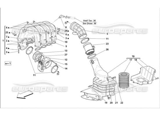 a part diagram from the Maserati 4200 parts catalogue