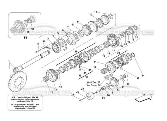 a part diagram from the Maserati 4200 parts catalogue