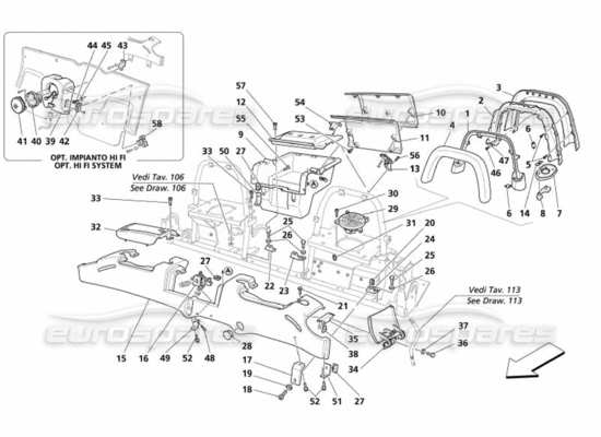 a part diagram from the Maserati 4200 parts catalogue