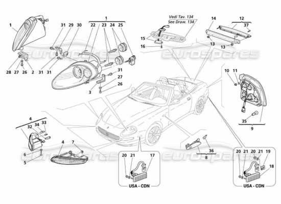 a part diagram from the Maserati 4200 parts catalogue