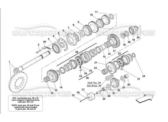 a part diagram from the Maserati 4200 parts catalogue