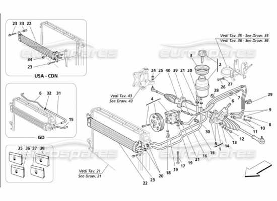 a part diagram from the Maserati 4200 parts catalogue