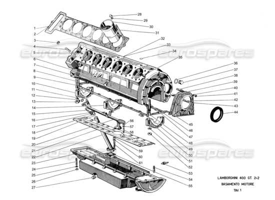 a part diagram from the Lamborghini 400 parts catalogue