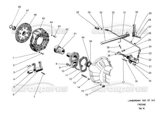 a part diagram from the Lamborghini 400 parts catalogue