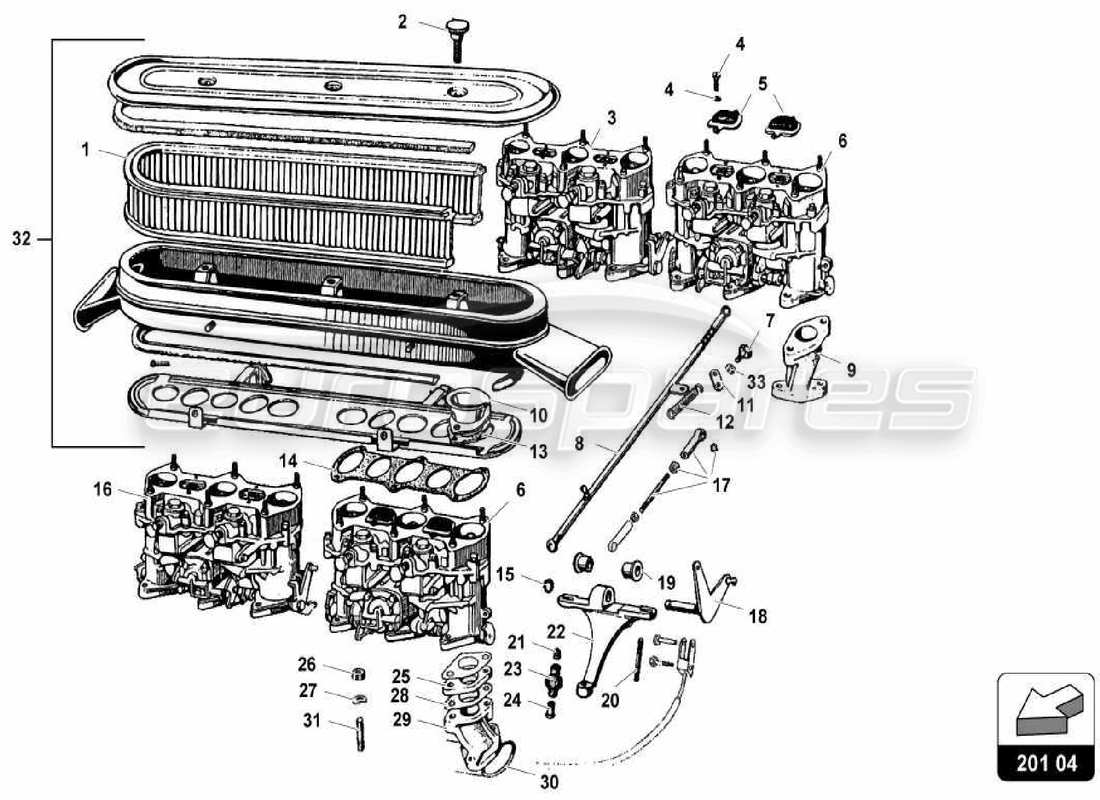 Lamborghini Miura P400 fuel system Parts Diagram
