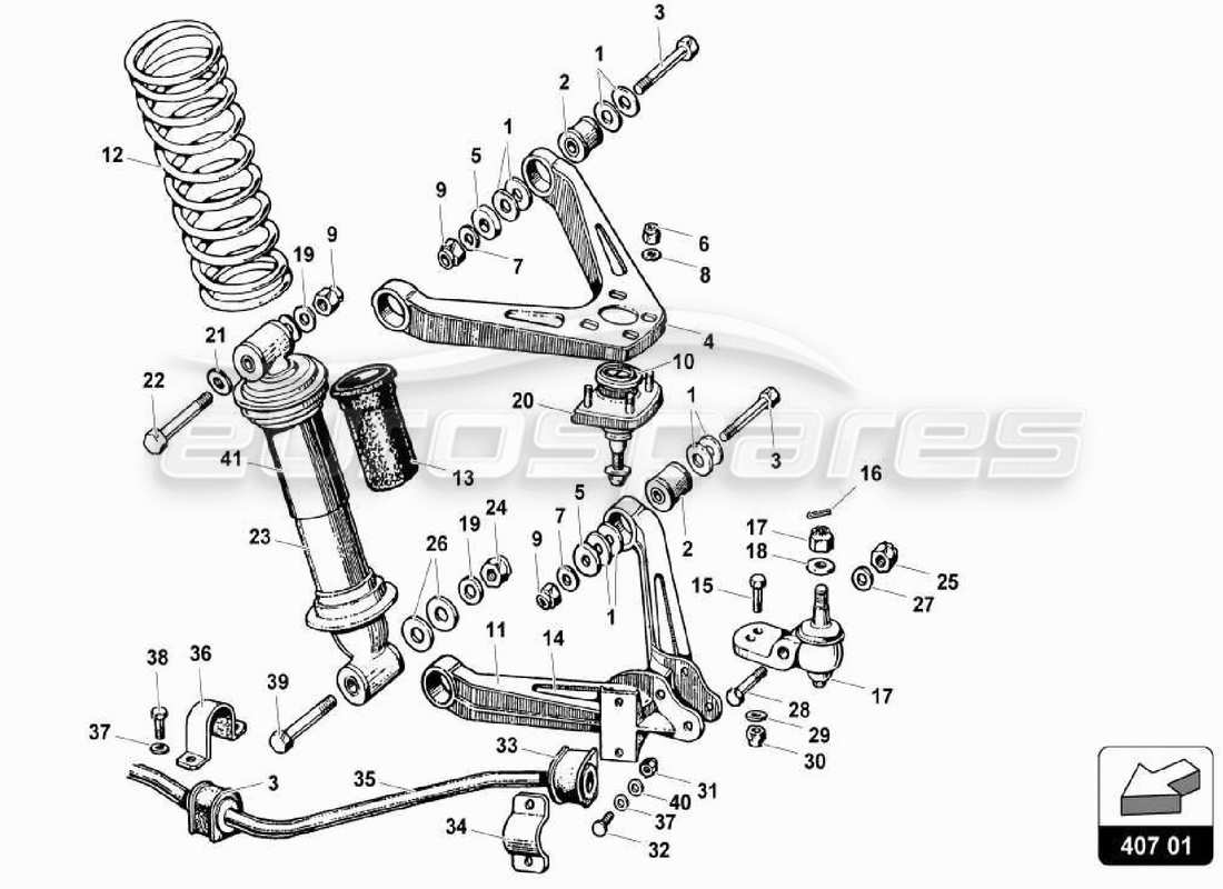 Lamborghini Miura P400 Front Arms Parts Diagram